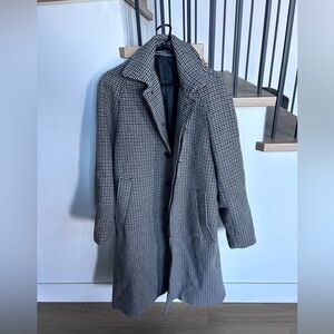 H&M Black and White Checkered Pea Coat